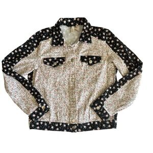 H & M Divided Floral Denim Jacket Sz 10/M Patchwork Prairie Country Cowgirl Cute